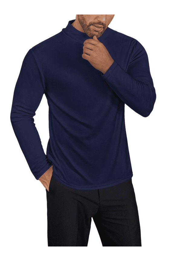 Men's Mock Long Sleeve Turtleneck Lightweight Undershirt Thermal Sweater Tops, S-3XL