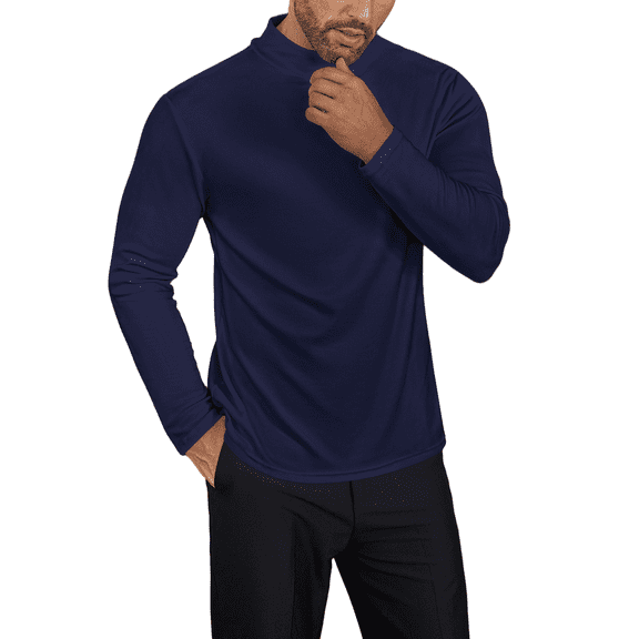 Oudiya Men's Mock Long Sleeve Turtleneck Lightweight Undershirt Thermal Sweater Tops, S-3XL