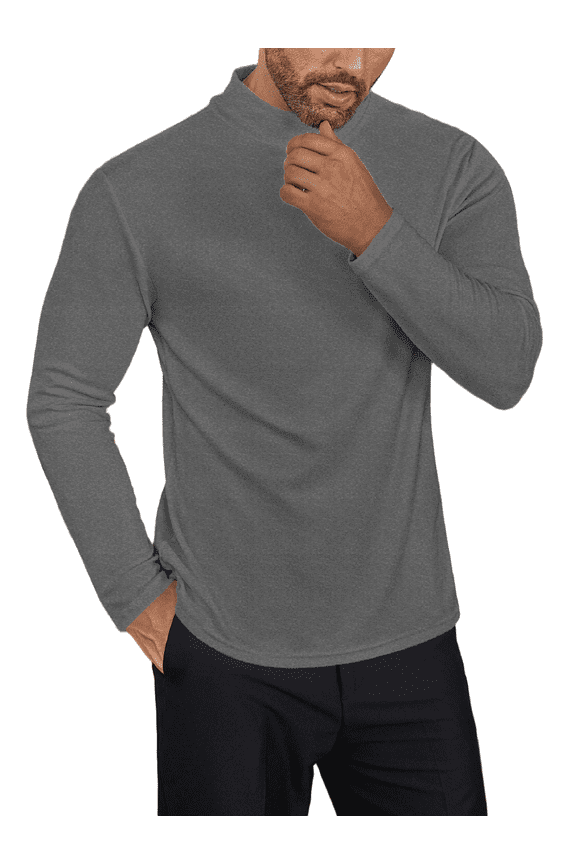 Men's Mock Long Sleeve Turtleneck Lightweight Undershirt Thermal Sweater Tops, S-3XL