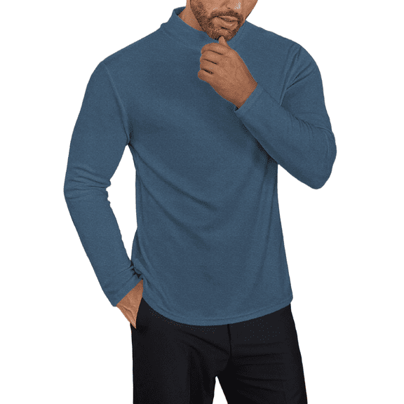 Oudiya Men's Mock Long Sleeve Turtleneck Lightweight Undershirt Thermal Sweater Tops, S-3XL
