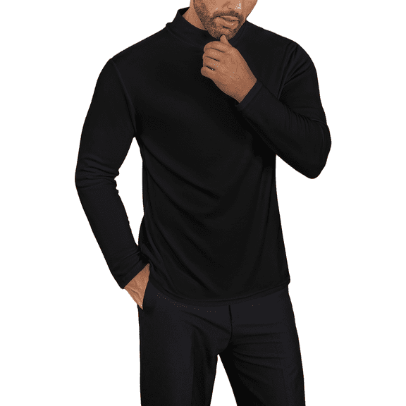 Oudiya Men's Mock Long Sleeve Turtleneck Lightweight Undershirt Thermal Sweater Tops, S-3XL