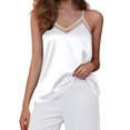 thumbnail image 1 of Oudiya Silk Tank Top for Women Mesh V Neck Satin Camisole Silky Sleeveless Tank Cami Shirt, 1 of 6