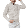 thumbnail image 1 of Oudiya Toddler Boys Cable Knitted Pullover Sweater Half Zip Long Sleeve Lightweight Fall Winter Knitwear Outfit, 3-11 Years, 1 of 9