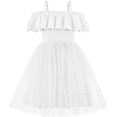 thumbnail image 1 of Oudiya Toddler Girl Tulle Dress Off Shoulder Sequin Summer Dresses Flutter Formal Birthday Party Princess Dress for Kids 1-6Y, 1 of 8