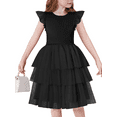 thumbnail image 1 of Oudiya Toddler Girls Fluffy Tutu Dress Tiered Summer Party Sundress Tulle Cute Black Dresses for Kids 2-7Y, 1 of 8