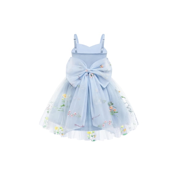 Oudiya Toddler Girls Summer Tulle Dress Bowknot Tutu Embroidery Dresses Birthday Princess Formal Summer Outfit, 1-8T