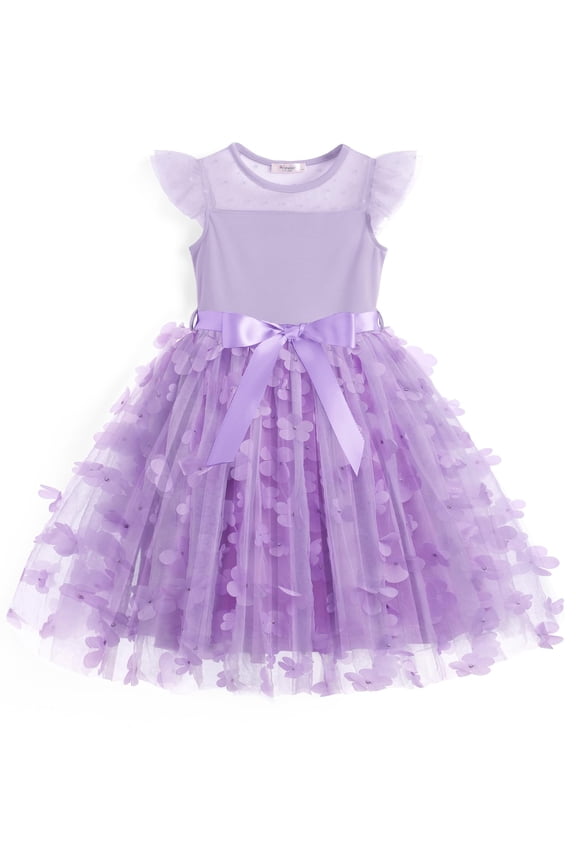 Toddler Girls Tutu Dress Summer Contrast Mesh Party Dresses Cute Princess Tulle Sundress with Belt 2-8Y