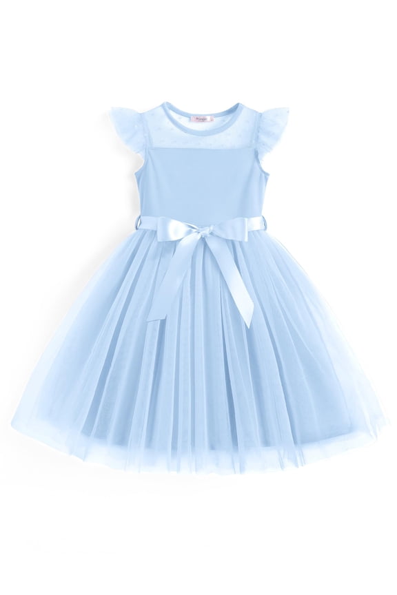 Toddler Girls Tutu Dress Summer Contrast Mesh Party Dresses Cute Princess Tulle Sundress with Belt 2-8Y