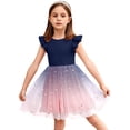 thumbnail image 1 of Oudiya Toddler Girls Tutu Fairy Dress Fluffy Ruffle Sleeve Dresses Summer Casual Tulle Party Sundress for Kids 5-6Y, 1 of 5