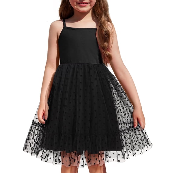 Oudiya Toddler Girls Tutu Party Dress Tulle Ruffle Hem Cami Summer Dress for Kids 2-6Y
