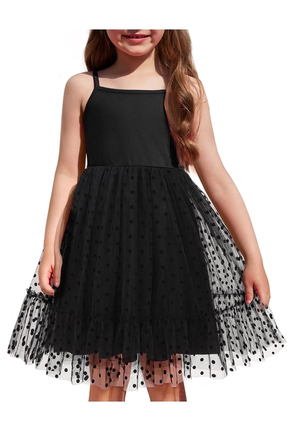 Toddler Girls Tutu Party Dress Tulle Ruffle Hem Cami Summer Dress for Kids 2-6Y