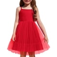 thumbnail image 1 of Oudiya Toddler Girls Tutu Red Party Dress Tulle Ruffle Hem Cami Summer Dress for Kids 2-6Y, 1 of 7
