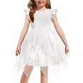 thumbnail image 1 of Oudiya Toddler Tutu Dress Little Girls Irregular Tulle Princess Birthday Party Formal Dresses, 4-8Y, 1 of 7