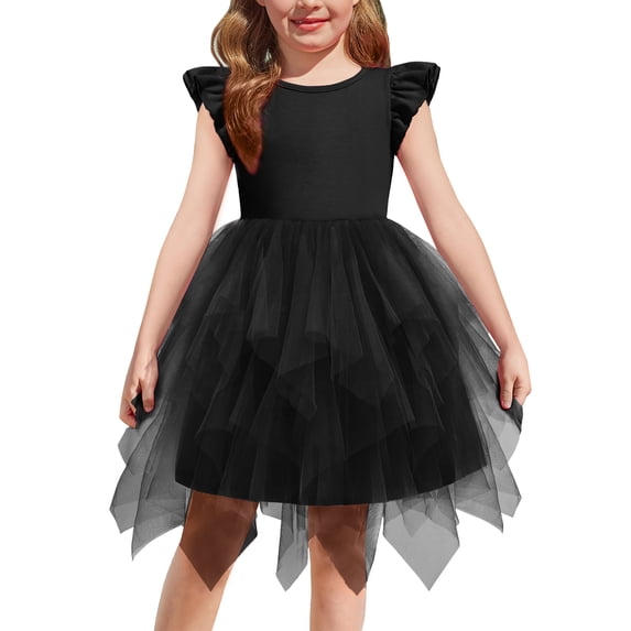 Oudiya Toddler Tutu Dress Little Girls Irregular Tulle Princess Birthday Party Formal Dresses, 4-8Y