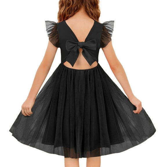 Oudiya Toddler Tutu Dress Little Girls Summer Tulle Backless Party Birthday Cotton Dresses 2-6Y