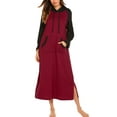thumbnail image 1 of Oudiya Women Long Sleeve Nightgown Cotton Hooded Night Shirt Contrast Color Full Length Loungewear with Pocket, S-4XL, 1 of 7