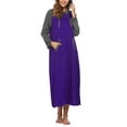 thumbnail image 1 of Oudiya Women Long Sleeve Nightgown Cotton Hooded Night Shirt Contrast Color Full Length Loungewear with Pocket, S-4XL, 1 of 7