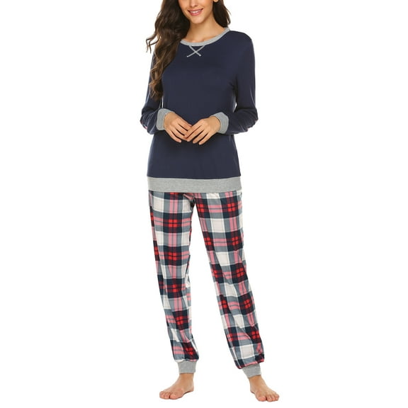 Oudiya Women Pajamas Long Sleeve Comfy Jogger Set Lounge Pjs Set With Pockets, S-XXL