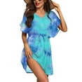 thumbnail image 1 of Oudiya Women Short Sleeve Swimsuit Coverup V Neck Bikini Beachwear Beach Cover Up Dress, XS-3XL, 1 of 6