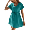 thumbnail image 1 of Oudiya Women Short Sleeve Swimsuit Coverup V Neck Bikini Beachwear Beach Cover Up Dress, XS-3XL, 1 of 6