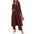 thumbnail image 1 of Oudiya Women's 3 Piece Knit Lounge Set Pajama Long Sleeve Cardigan Sleeveless Top Pants Sweatsuit S-XXL, 1 of 5