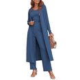 thumbnail image 1 of Oudiya Women's 3 Piece Knit Lounge Set Pajama Long Sleeve Cardigan Sleeveless Top Pants Sweatsuit S-XXL, 1 of 6