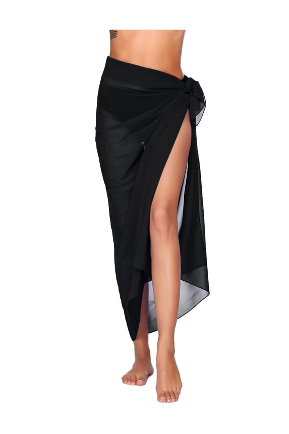 Women's Long Sarong Swimsuit Coverups Chiffon Bikini Wraps Sheer Beach Bathing Suit Cover Up