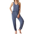 thumbnail image 1 of Oudiya Women's Pajamas Sleeveless Summer Lounge Set Ribbed Knit Pj Loungewear Soft Tank Sleepwear Nightwear S-XXL, 1 of 6