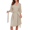 thumbnail image 1 of Oudiya Women's Short Robes Lightweight Kimono Bathrobes Knit Soft Sleepwear with Pockets, S-XXL, 1 of 2