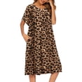 thumbnail image 1 of Oudiya Womens Nightgown Short Sleeve House Dress with Pockets Leopard Print Mumu ,S-4XL, 1 of 6