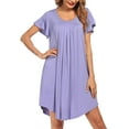 thumbnail image 1 of Oudiya Womens Nightgown Soft Pleated Sleepshirt Short Sleeve House Mumu Dress, S-3XL, 1 of 6