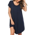thumbnail image 1 of Oudiya Womens Nightgown Soft Pleated Sleepshirt Short Sleeve House Mumu Dress, S-3XL, 1 of 6