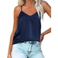 thumbnail image 1 of Oudiya Womens Silk Satin Tank Tops V Neck Camisole Spaghetti Strap Top Summer Basic Blouse, 1 of 6