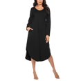 thumbnail image 1 of Oudiya Womens V Neck Nightgown House Dresses Long Sleeve Nightshirts Sleepwear with Pockets, S-XXL, 1 of 5