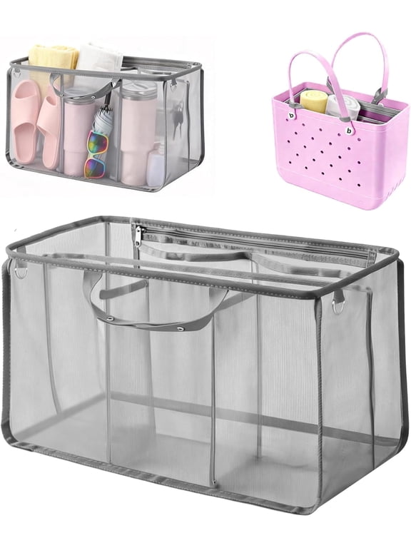 Beach Bag Organizer Insert Compatible with X Large Bogg Bags, Grey, Big