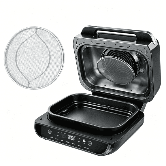 Oudizz Stainless Steel Replacement Splatter Shield for Ninja Foodi FG550 Air Fryer, Reusable 6-in-1 Indoor Grill Splash Guard Compatible with FG551 BG500A DG551, Fine Mesh, Dishwasher Safe