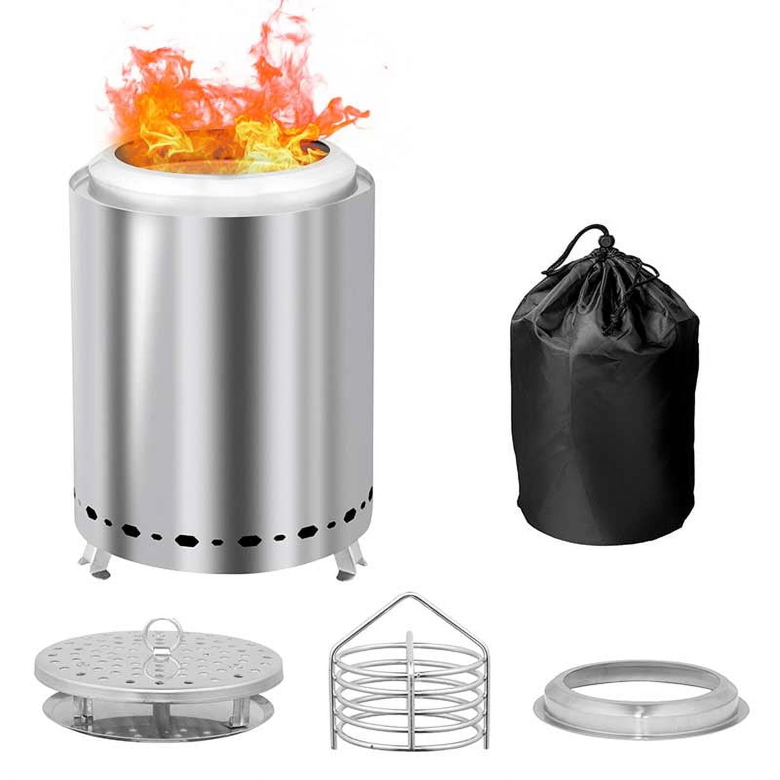 Oufan 10'' Portable Fire Pit Smokeless, Camping Stove for Outside, Outdoor Solo Fire Stove for Marshmallows, with Carry Bag