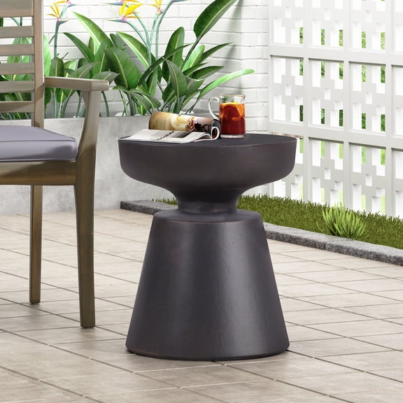 Oufan 17.7" LightWeight Concrete Side Table, Copper End Table, Indoor Outdoor Accent Side Table, Easy Move for Poolside Balcony Living Room