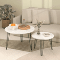 thumbnail image 1 of Oufan 27.56'' Round Nesting Coffee Table Set of 2, Circular Nesting End Table Set, Round Wooden Tabletop, and Sturdy Metal Base for Living Room, bedroom (White ）, 1 of 10