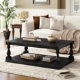 thumbnail image 1 of Oufan 43.5” Rectangular Coffee Table with Storage Shelf, Farmhouse Wood Center Table for Living Room, Modern 2-Tier Tea Table with Open Shelf, Black, 1 of 6