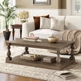 thumbnail image 1 of Oufan 43.5” Rectangular Coffee Table with Storage Shelf, Farmhouse Wood Center Table for Living Room, Modern 2-Tier Tea Table with Open Shelf, Brown, 1 of 6