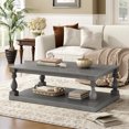 thumbnail image 1 of Oufan 43.5” Rectangular Coffee Table with Storage Shelf, Farmhouse Wood Center Table for Living Room, Modern 2-Tier Tea Table with Open Shelf, Gray, 1 of 6