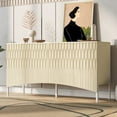 thumbnail image 1 of Oufan 59.8'' Buffet Cabinet with Storage,Featuring Curved Bottom Doors with Arched Groove Design in a Stylish Four-Door Layout,Sideboard Buffet Cabinet for Dinning Room, Kitchen & Living Room, Beige, 1 of 8