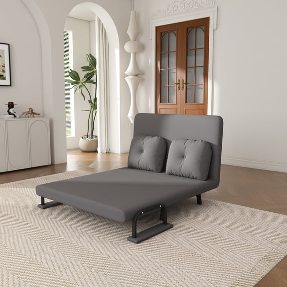 Oufan 71.6" Folding Sofa Bed, Fabric 5-in-1 Convertible Loveseat with 5-Position Adjustable Backrest & 2 Pillows, 2-Seater Sofa for Living Room, Bedroom