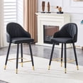 thumbnail image 1 of Oufan Bar Stools Set of 2, PU Leather Bar Stools with Metal Legs & Gold Accent Footrest, Kitchen Island Stools for Dining Room, Kitchen, 1 of 8