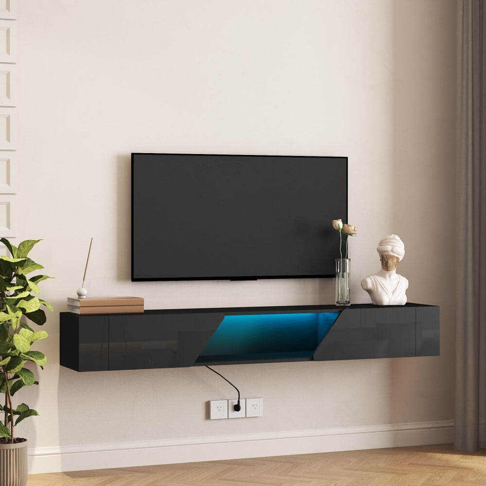 Oufan Floating TV Stand with 16 Color LEDs,TV Stand up to 65 inch TV ...