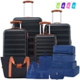 thumbnail image 1 of Oufan Hardshell Luggage Sets 3 Pieces with TSA Lock, Lightweight Luggage Travel Set with Spinner, 24IN+Handbag+Cosmetic Case, Black, 1 of 7