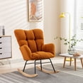 thumbnail image 1 of Oufan Leisure Rocking Chair With Upholstered, Teddy Fabric Nursery Rocking Chair with High Backrest & Solid Wood Frame for Living Room, Bedroom, 1 of 10
