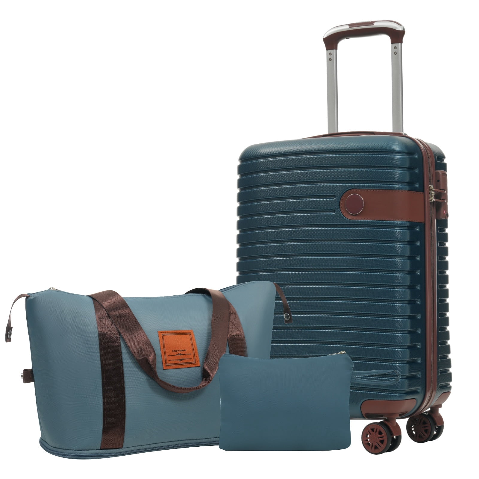 Oufan Luggage Set 3 Piece, 20" ABS Carry on Luggage w/ Spinner Wheels & TSA Lock, Lightweight Hardshell Suitcases w/ Travel Bag & Toiletry Bag