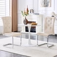 thumbnail image 1 of Oufan Luxury Dining Chair Set of 2, Upholstered Accent Chair w/ Faux Alligator Skin, Crystal Buckle & Metal Bow Leg, Kitchen Chair for Dining Room, 1 of 11